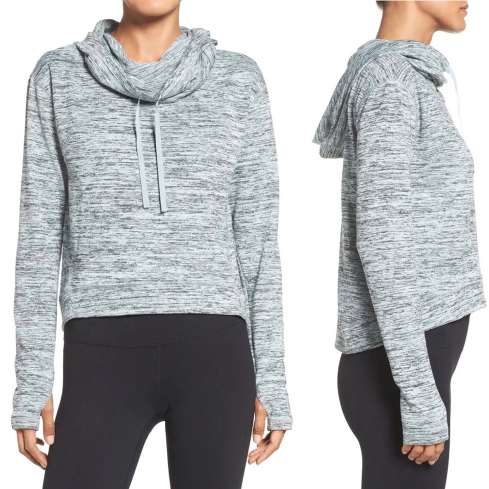 ZELLA Dance Vibes Crop Cowl Hoodie Sz Large Tall/Long